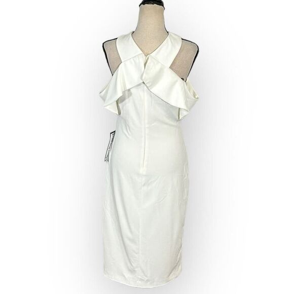Rachel Rachel Roy Halter Sheath Dress Women's Large White Cold Shoulder NWT - Picture 3 of 8